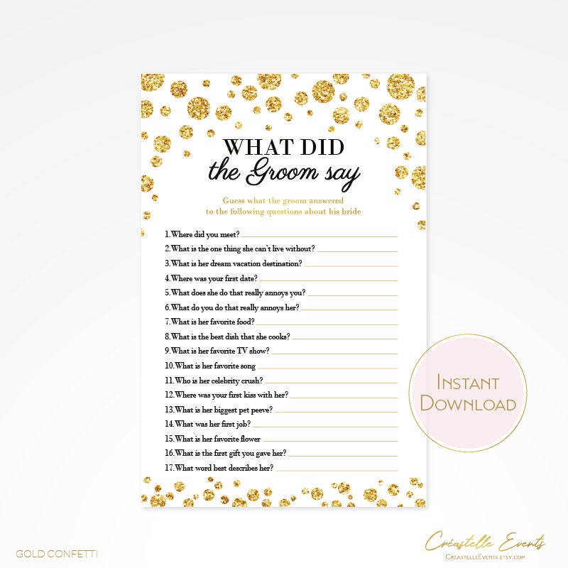 What Did the Groom Say About His Bride gold glitter confetti | Etsy