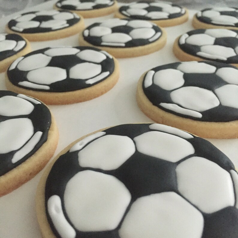 Soccer Ball Sugar Cookies Decorated Cookies Soccer Cookies Etsy