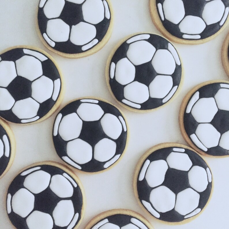 Soccer Ball Sugar Cookies Decorated Cookies Soccer Cookies Etsy