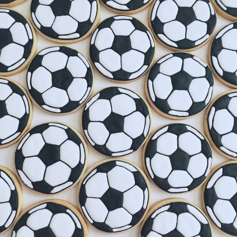 Soccer Ball Sugar Cookies Decorated Cookies Soccer Cookies Etsy
