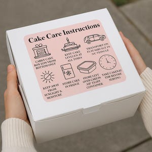 Carte d'instructions d'entretien des gâteaux - Imprimable en téléchargement numérique (5,5 x 4,25 po.) - Boulangerie artisanale