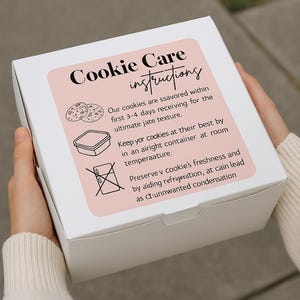 Carte d'instructions d'entretien des biscuits - Imprimable en téléchargement numérique (5,5 x 4,25 po.) - Boulangerie artisanale