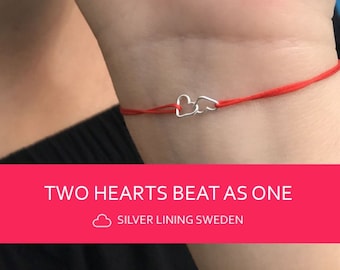 Two Hearts Beat as One, Friendship Bracelet, Two Hearts Silver Friendship Bracelet, Valentine Gift, Dainty Bracelet, Gift for Her