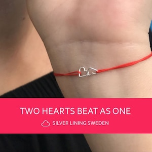 Two Hearts Beat as One, Friendship Bracelet, Two Hearts Silver Friendship Bracelet, Valentine Gift, Dainty Bracelet, Gift for Her