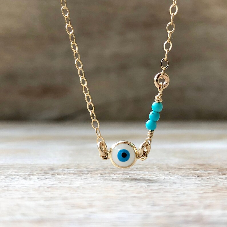 Gold Anklet Evil Eye Anklet Layering Anklet Gold filled Anklet Sterling Silver Beach Anklets Valentines Gift Summer Anklet Turquoise Anklet