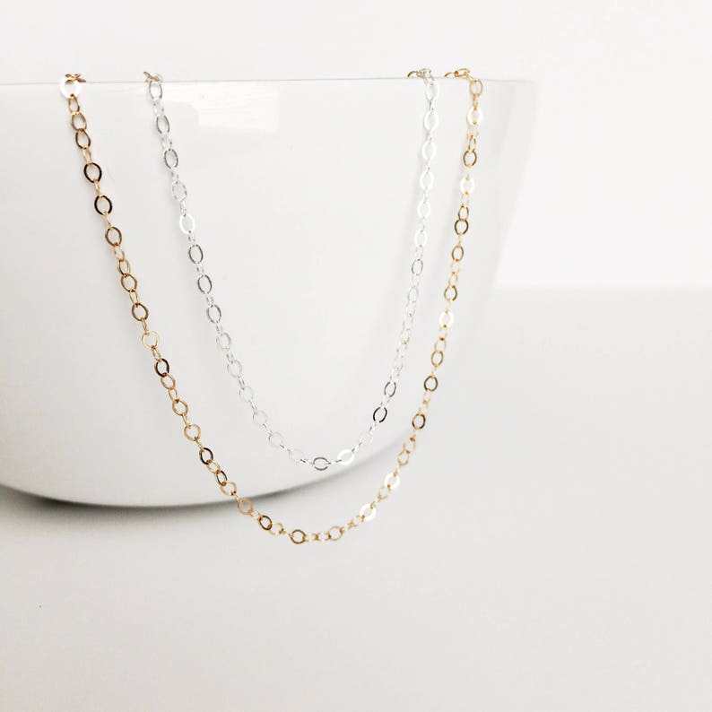 Simple chain necklace 14K Gold Filled Necklace Simple Sterling Silver Chain Basic sterling silver Chain Basic Gold Chain Plain chain Women