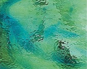 Stained Glass Sheet Pale Green Aqua Blue Streaky Waterglass Transparent Spectrum MOSAIC