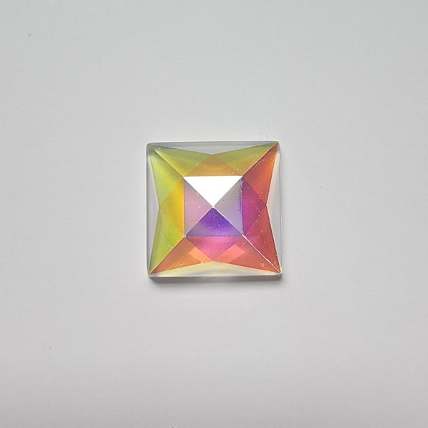Square Faceted Jewels- German Made- Trans Clear Iridescent- Multiple Sizes- Stained Glass and Lead
