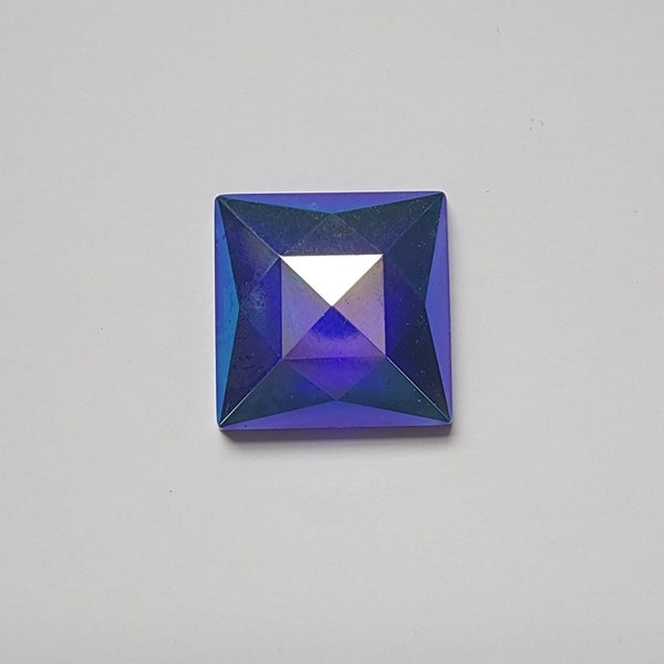 Square Faceted Jewels- German Made- Trans Cobalt Blue Iridescent- Multiple Sizes- Stained Glass and Lead