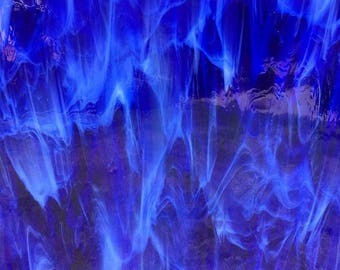 Stained Glass Sheet Dark Blue White Wispy Spectrum MOSAIC