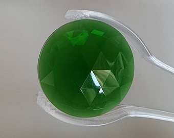 Round Faceted Jewels- German Made- Trans Emerald Green- Multiple Sizes- Stained Glass and Lead