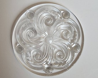 Round Swirly Jewels- German Made- Trans Clear- 35mm- Stained Glass and Lead