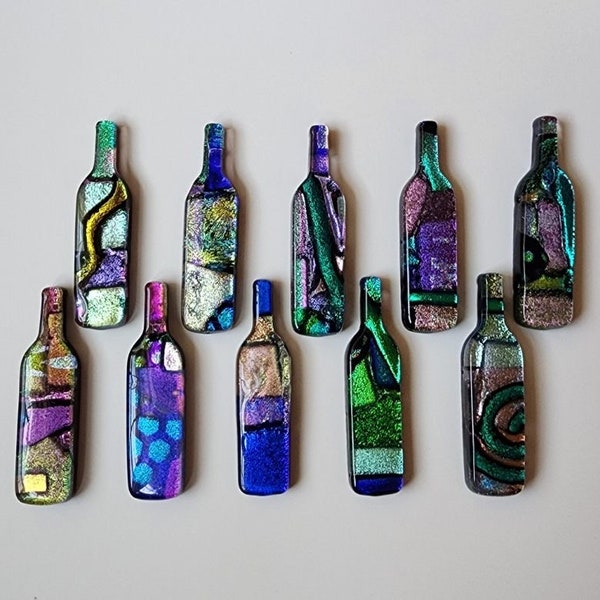 Glass Wine Bottle Mosaic Cabochon- COE 96- 1 Piece- Choose Color