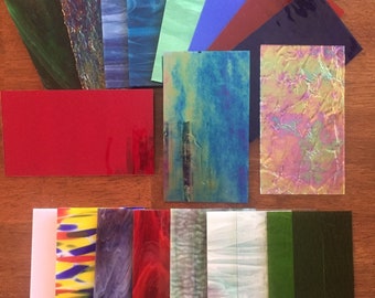 Stained Glass Sheet Variety Pack of 15- 7" X 4" Pieces of Premium Glass!!!