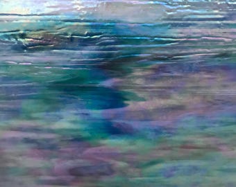 Stained Glass Sheet Med Purple Sky Blue Opal Crystal Base Iridized Wissmach MOSAIC