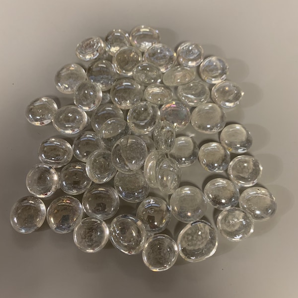 Glass Gems Medium Iridescent Clear- Half Pound- Approx 50 Pieces- MOSAIC
