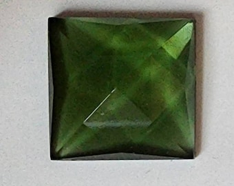 Square Faceted Jewels- German Made- Trans Moss Green- Multiple Sizes- Stained Glass and Lead