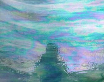 Stained Glass, Aqua Green Opal Dense Iridized, Wissmach SHEET MOSAIC