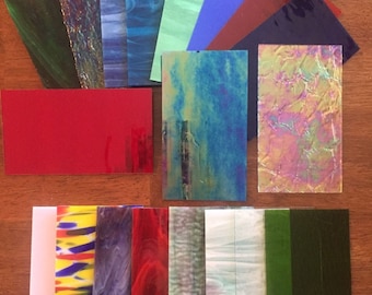 Stained Glass Sheet Variety Pack of 10- 7" X 4" Pieces of Premium Glass!!!