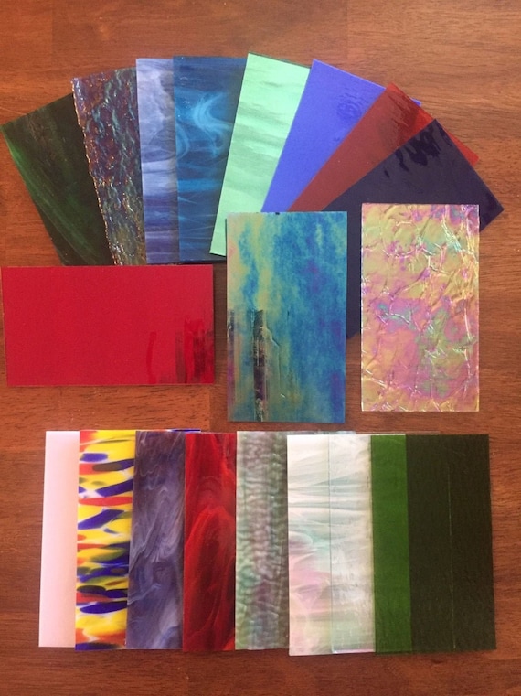 Stained Glass Sheet Variety Pack of 10- 7" X 4" Pieces of Premium Glass!!!