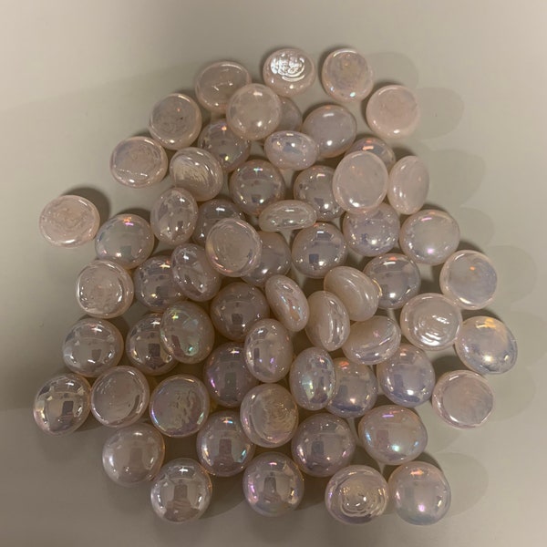 Glass Gems Medium Iridescent Opal Pink- Half Pound- Approx 50 Pieces- MOSAIC