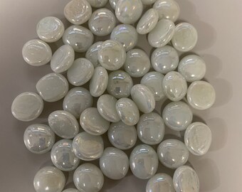 Glass Gems Medium Iridescent White- Half Pound- Approx 50 Pieces- MOSAIC