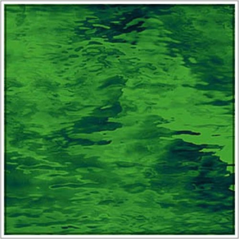 May include: Abstract image of rippling water in shades of green. The surface reflects light, creating a textured pattern of waves and shadows. The overall effect is a vibrant, naturalistic depiction of water.