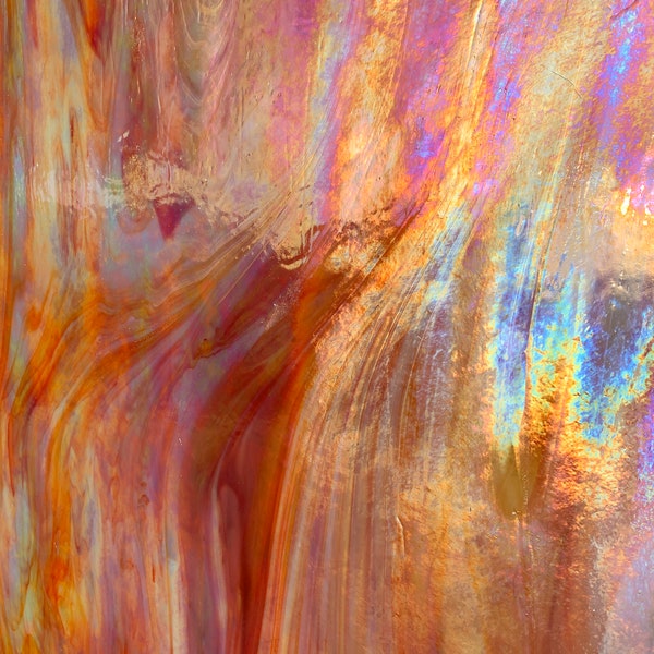 Stained Glass Sheet Orange Opal Dense Iridized Wissmach MOSAIC