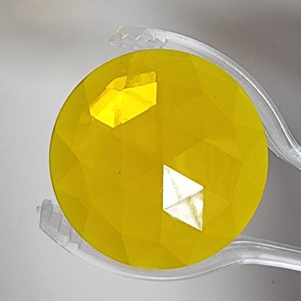 Round Faceted Jewels- German Made- Trans Signal Yellow- Multiple Sizes- Stained Glass and Lead