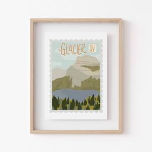 Glacier National Park Art Print Digital Instant Download Original Modern Minimalist Illustration Montana