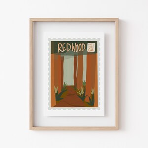 Redwood National Park Art Print Digital Instant Download Original Modern Minimalist Illustration California