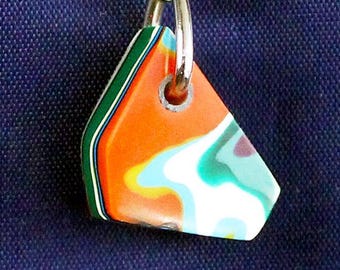 Fordite Keychain - Premium Fordite - 19.05mm x 16.29mm x 7.37mm          (2962)