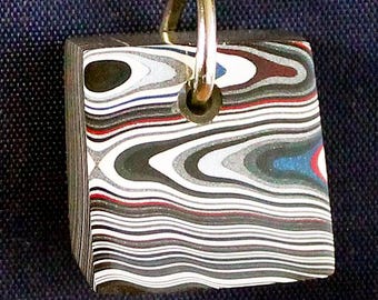 Fordite Keychain - 22.66mm x 19.86mm x 9.7mm          (2889)
