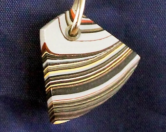 Fordite Keychain - Military Fordite - 26.18mm x 23.9mm x 7.65mm          (2968)