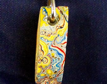 Fordite Keychain - From Late 70's to Mid 80's - 30.89mm x 11.86mm x 10.73mm          (2919)