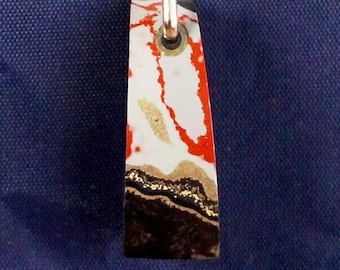 Fordite Keychain - Military Fordite - 31.53mm x 12.3mm x 11.12mm          (3026)