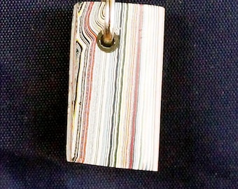 Fordite Keychain - Premium Fordite - 28.6mm x 16.36mm x 7.21mm          (2856)