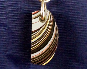 Fordite Keychain - Military Fordite - 31.16mm x 14.8mm x 7.18mm          (2969)
