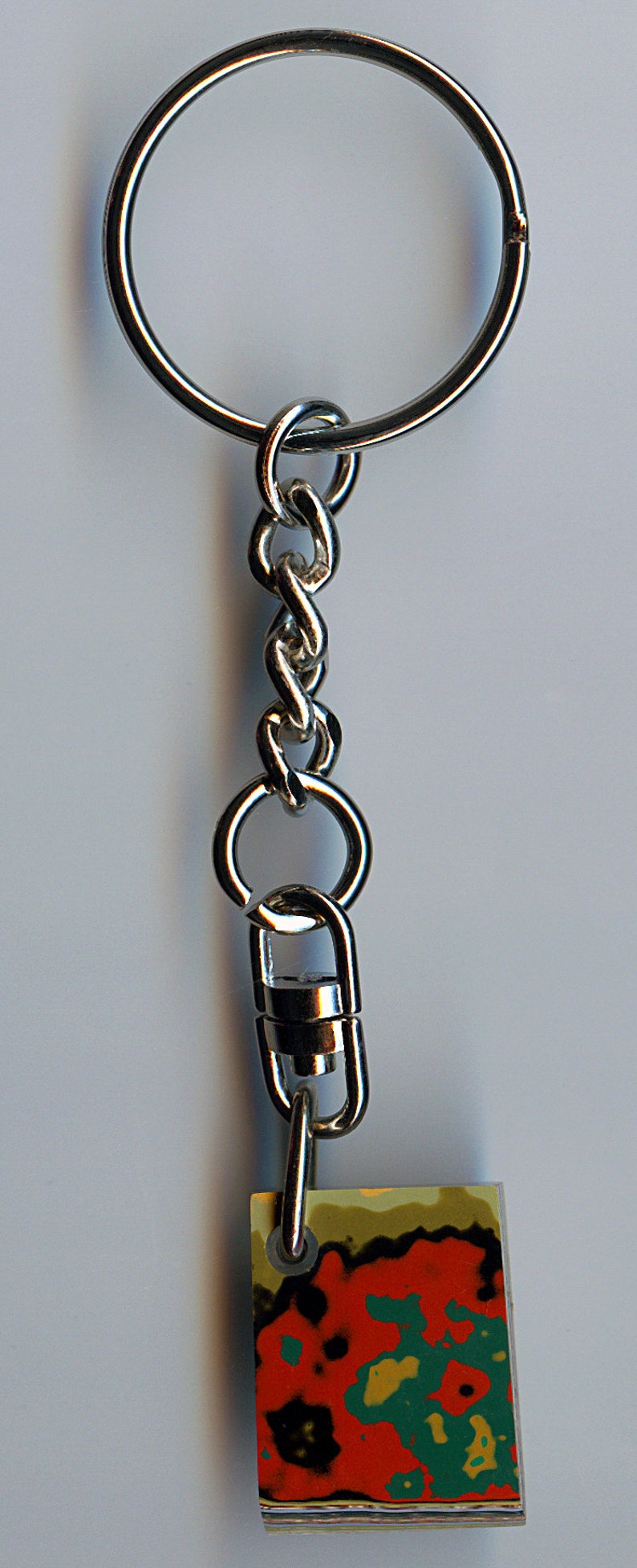 25.4mm x 19.64mm x 5.56mm Premium Grade Fordite Fordite Key Chain 1890
