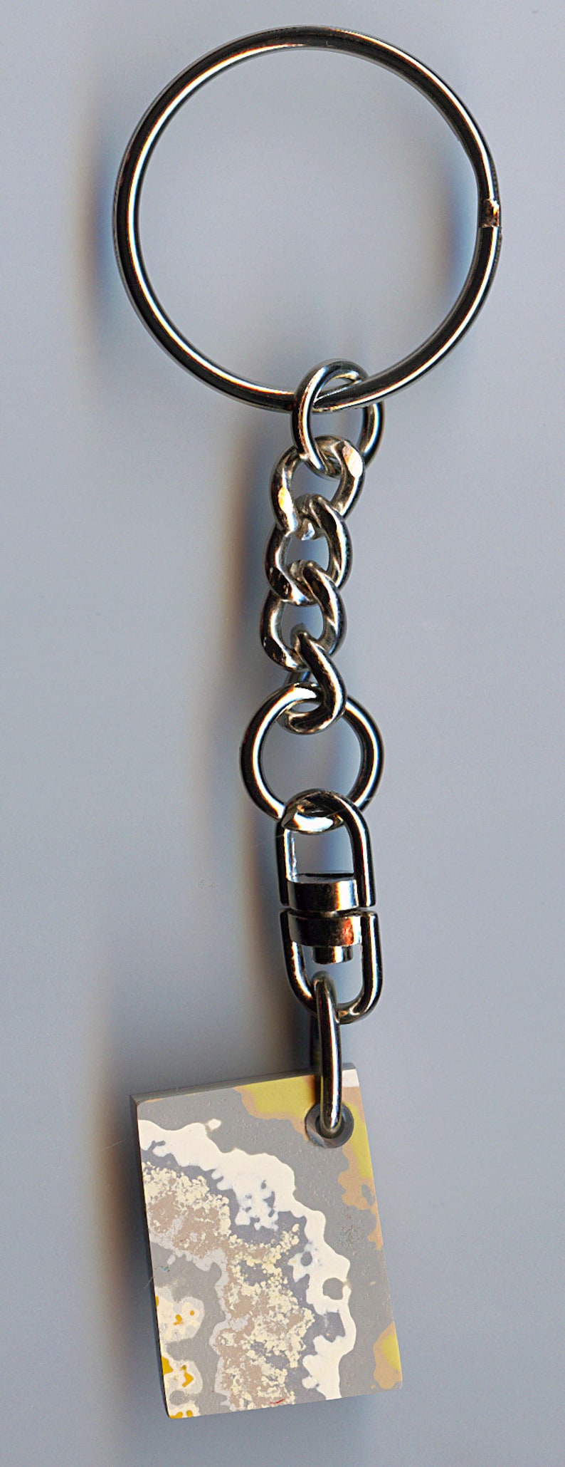 25.4mm x 19.64mm x 5.56mm Premium Grade Fordite Fordite Key Chain 1890