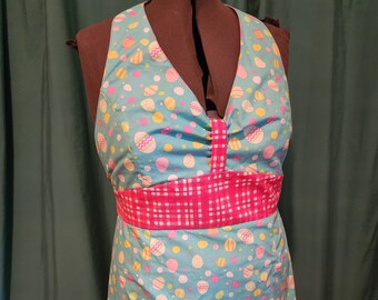 Springtime Egg Retro Ruffle Kitchen Apron