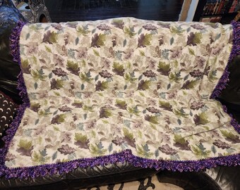 Autumn Magic 2 Sided Fleece Blanket with Crochet Velvet Edging 60"x60"