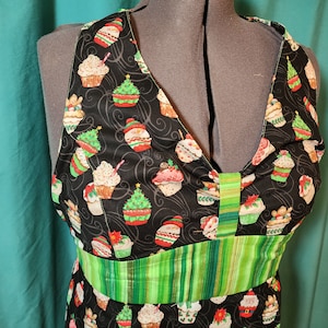 Kerst Cupcakes 100% Katoen Retro Halter Keuken Schort