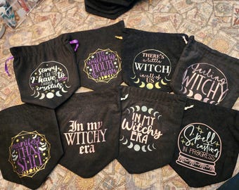 Witchy Themed Drawstring Tarot Bags