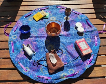 Blue and Purple Astronomy Icons Portable Drawstring Altar Bag