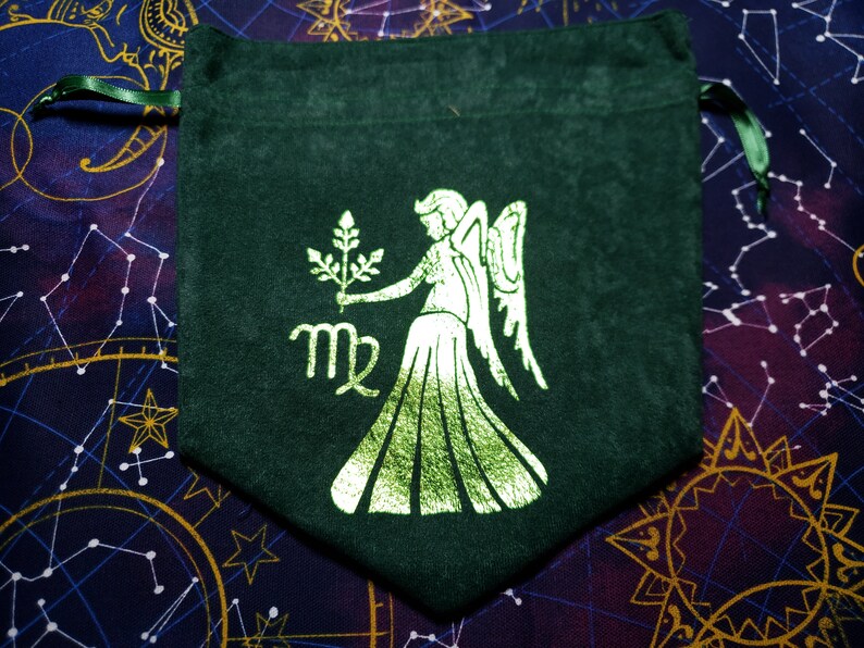 Zodiac Earth Sign Taurus Virgo Capricorn Tarot Drawstring Bag