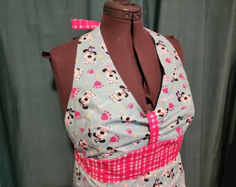 Spring Love Puppy 100% Cotton Retro Kitchen Apron