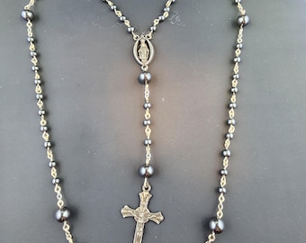 Hematite & Silver tone Rosary