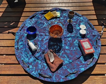 Blue Marbled Portable Drawstring Altar Bag