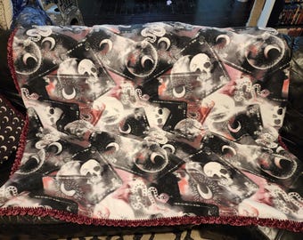 Mystical Tarot Print 2 Sided Fleece Blanket with Velvet Edging 54" by 60"